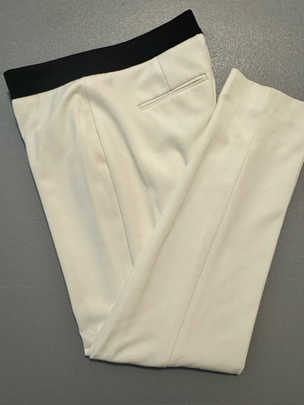Ann Taylor Ivory Black Grosgrain Bow Waistband Trousers Pants Size 2